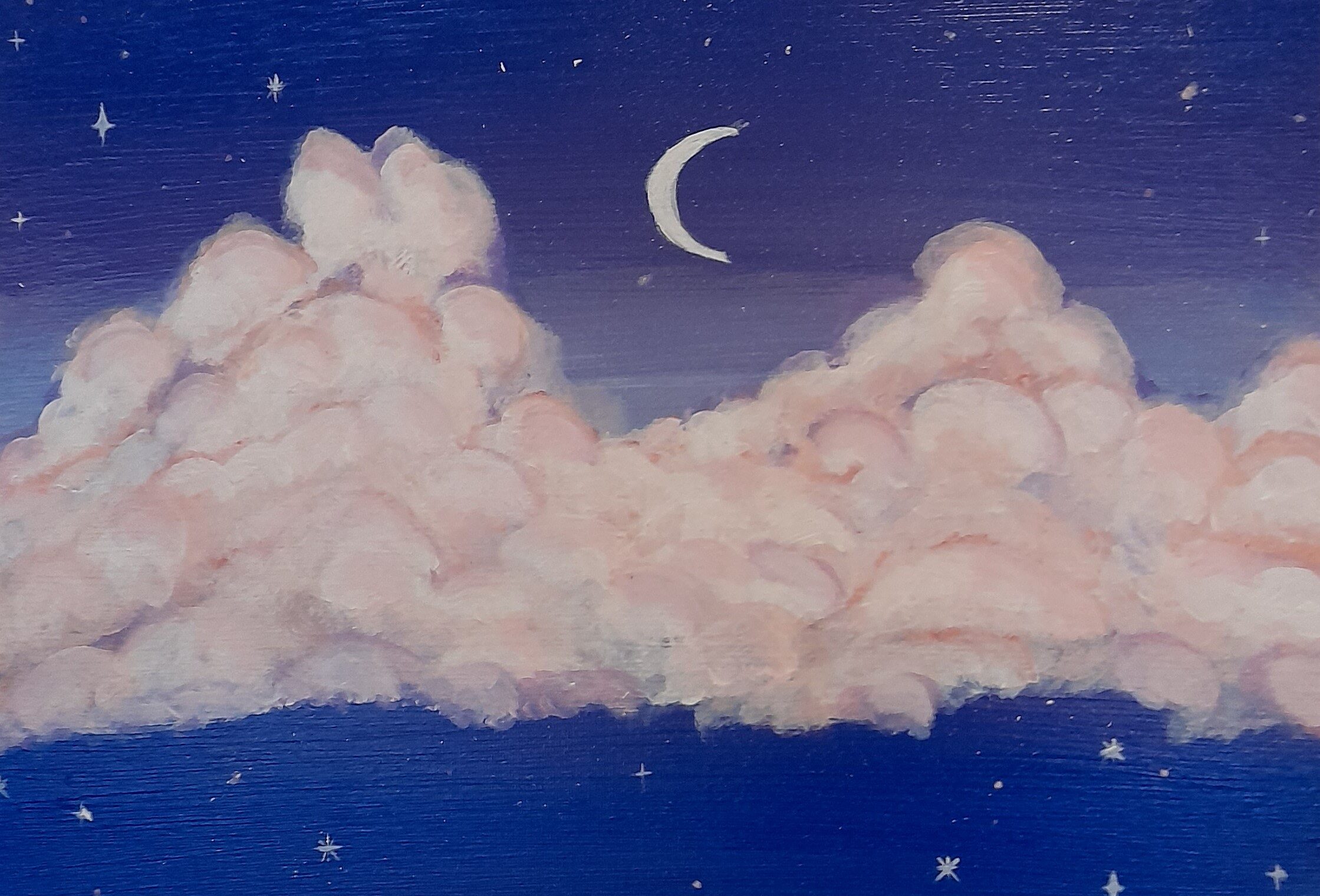 Ciel avec nuages, peinture acrylique